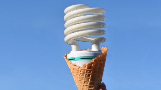 lightbulb in ice cream cone